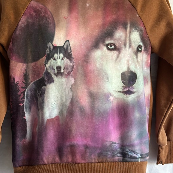 No Boundaries Women’s Graphic Wolf Sweatshirt,Streetwear,Bold Print - Picture 7 of 11